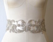 Crystal Bridal Sash Scrolling Vine Rhinestone Sash LISETTE
