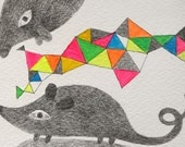 Original Geometry  Pencil Drawing - The Chat