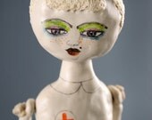 SALE : Mixed Media Clay Hanging Art Doll - Sister Hanna