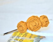 Mustard Yellow Rosette Flower Headband - Yellow Statement Rosette Headband