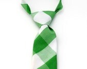 LAST IN STOCK Boys Necktie- Kelly Green Buffalo Plaid - 18 months-4T
