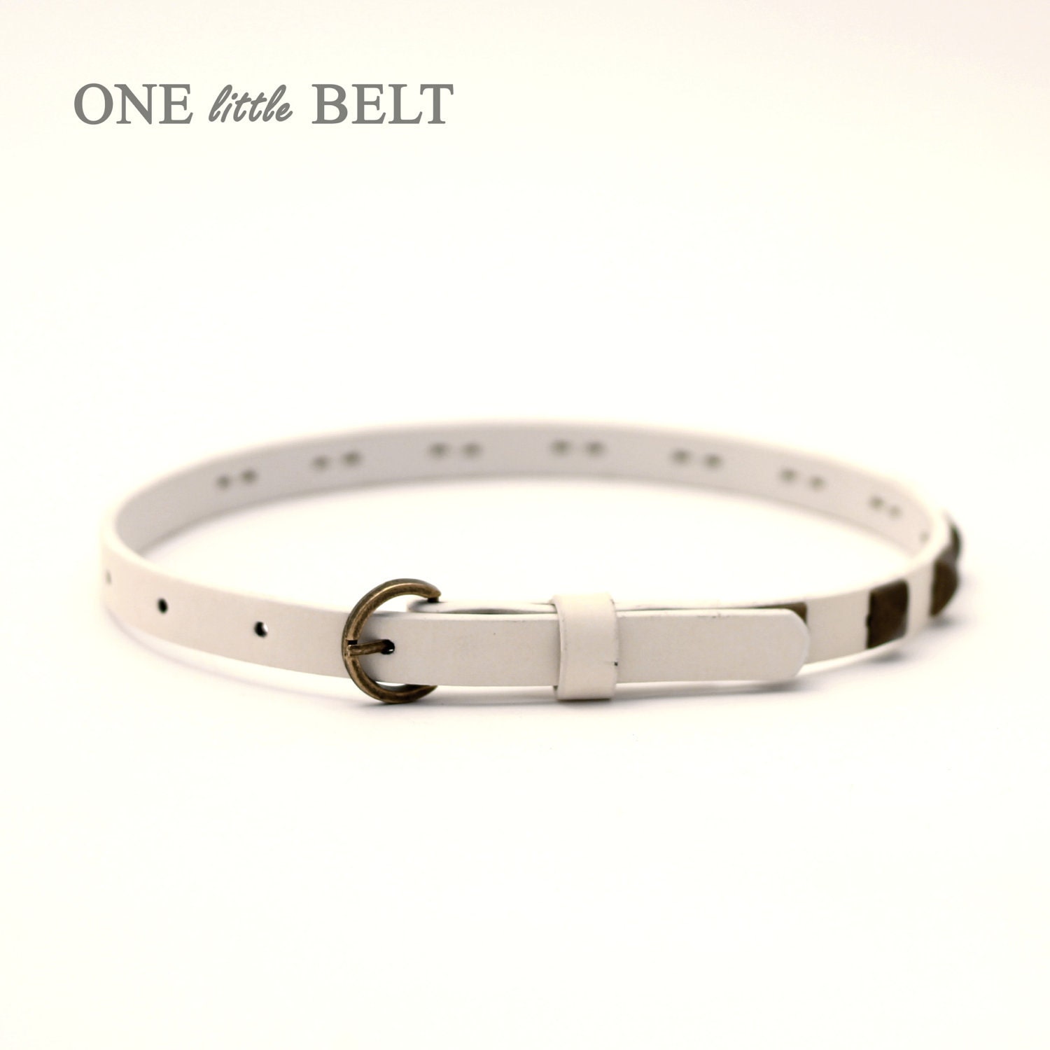 Toddler Belt- Girl's White Studded Skinny Belt