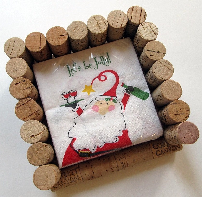 Wine Cork Napkin Holder for Cocktail Sized Napkins