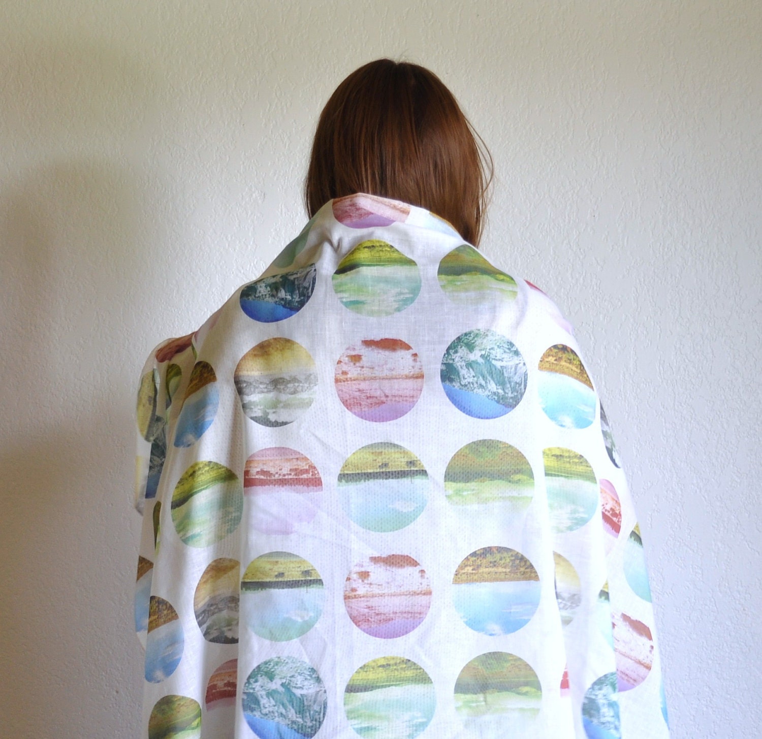 Wild West Traveler Scarf Wrap - Sheer Cotton Landscape Print