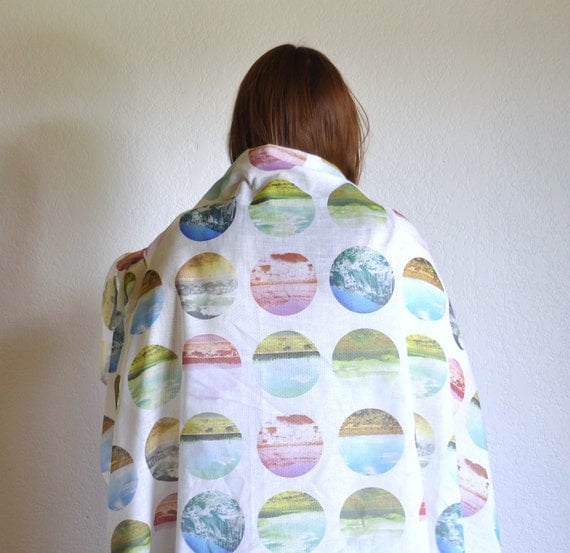 Wild West Traveler Scarf Wrap - Sheer Cotton Landscape Print