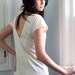 Deep v-neck tunic - country bohemian style with antique ivory buttons and lace insert - small