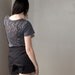 Vintage lace shirt - feminine boho cotton jersey tunic, rainy grey pin-up style blouse - medium