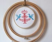 1800s Birds Perched on a Fountain Finished Cross Stitch Kit