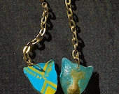 Leopard Chain Earrings in Ice Blue