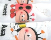 Personalized Ladybug and Bumble Bee first birthday party favors tote bags