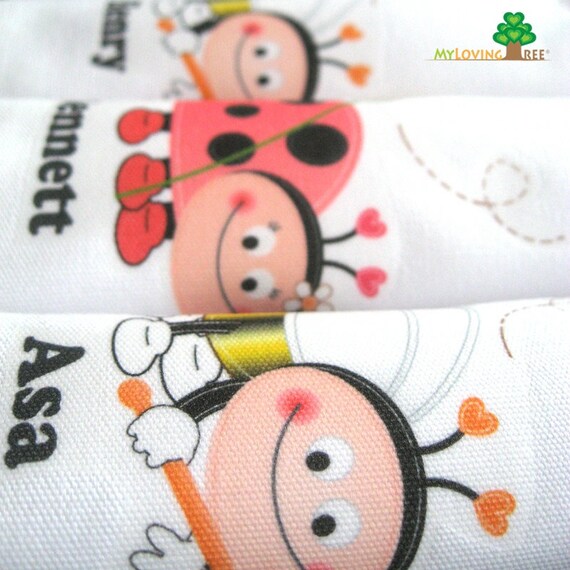 Personalized Ladybug and Bumble Bee first birthday party favors tote bags Il_570xn