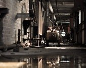 Urban decay Photograph puddle reflection industrial abandoned horror hallway fear fallen terror Can anyone hear me 8x11 fine art