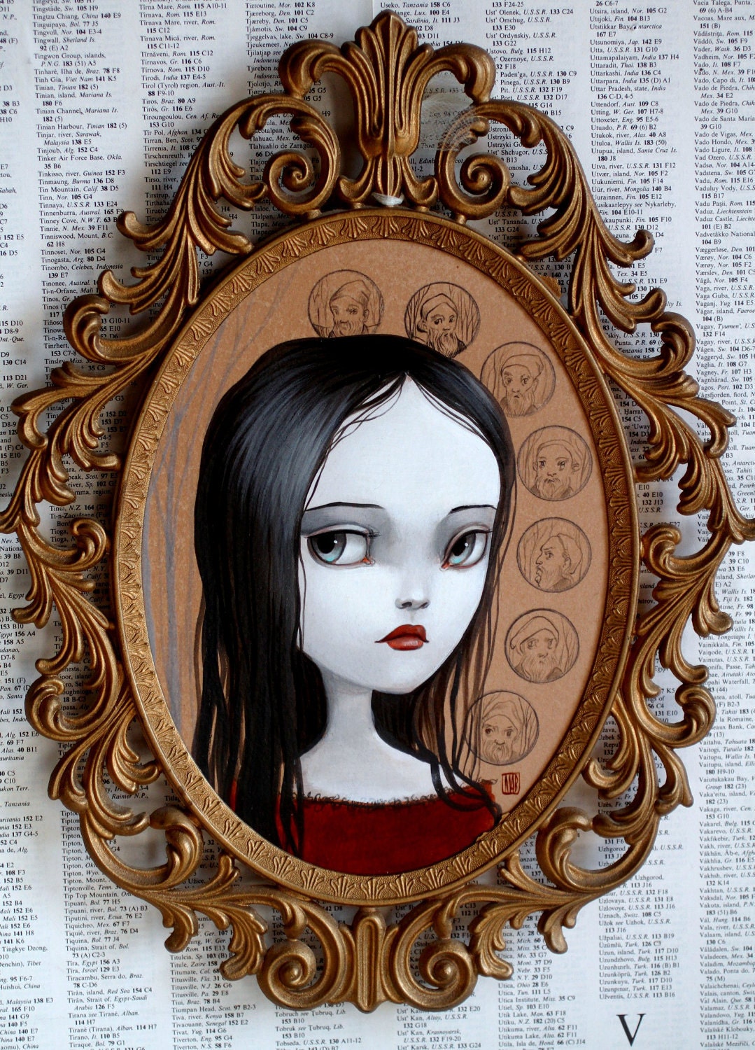 Snow White and the Seven - original framed painting by Mab Graves