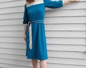 Vintage 80s Dress Casual XS Blue Soft Juniors