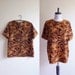 Vintage 1990s Blouse / Natural SNAKESKIN Print T-Shirt Blouse / Size Small or Medium