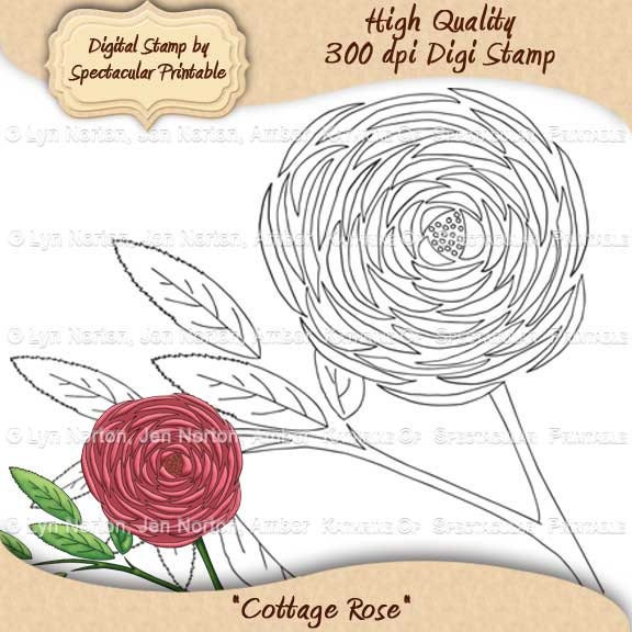 Shabby Chic Roses Digital Stamp  Cottage Rose Digital Stamp Mom's Birthday Word Art Sentiments - INSTANT DOWNLOAD - DS9016-CR