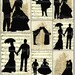 Vintage Wedding Silhouette Collage Sheet - Instant Digital Download - Bonus Sheet My Treat - 2 for 1