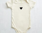 Black Heart Organic Onesie in Natural