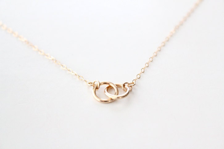 14k Gold Filled Double Ring Necklace - Eternal - Gold