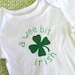 Handpainted "A Wee Bit Irish" Baby Bodysuit or Kid's T-Shirt (you pick the size) Green and White - Four Leaf Clover - St. Patrick's Day