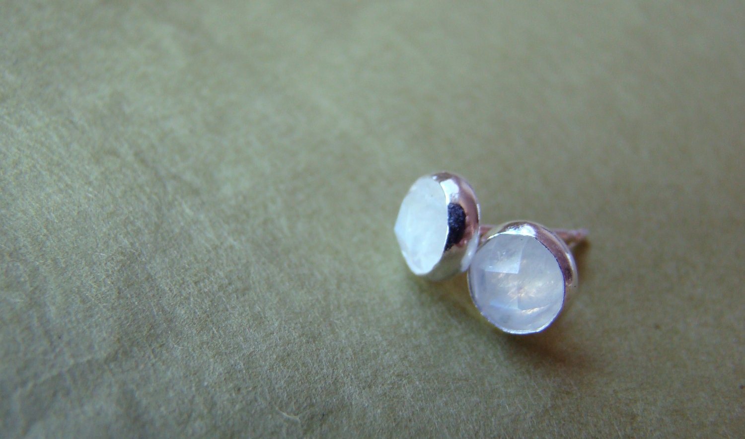 rose cut moonstone earrings - moonstone studs - MADE TO ORDER