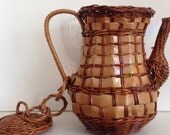 MAY 10% SALE wicker coffee pot basket storage plant holder spider plant