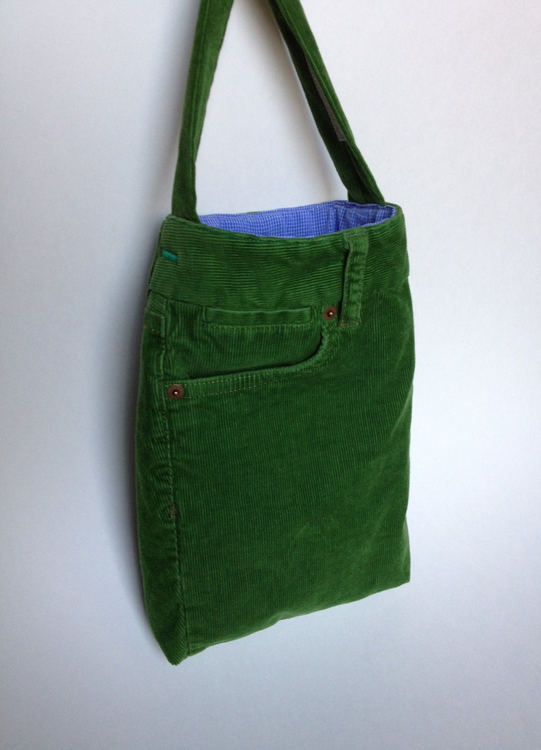 The UP-POCKETS Green bag made from J Crew corduroy pants by ejhern