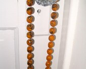 Vintage Rust Large Beaded Necklace Swirled