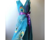 Silk Dress Hand Painted Wrap Party Bridesmaid Formal Prom Summer  Elegant Custom Any Color Butterfly Hem