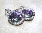 Light Vitrail Earrings,  Swarovski Rivoli Crystal,  Silver Setting, Handmade, On Sale