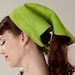 Vintage 1960s Hat Chartreuse Green Suede Ponytail Cover Mad Men Scarf