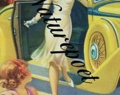 Digital Art Image of Lady in front of Vintage Car