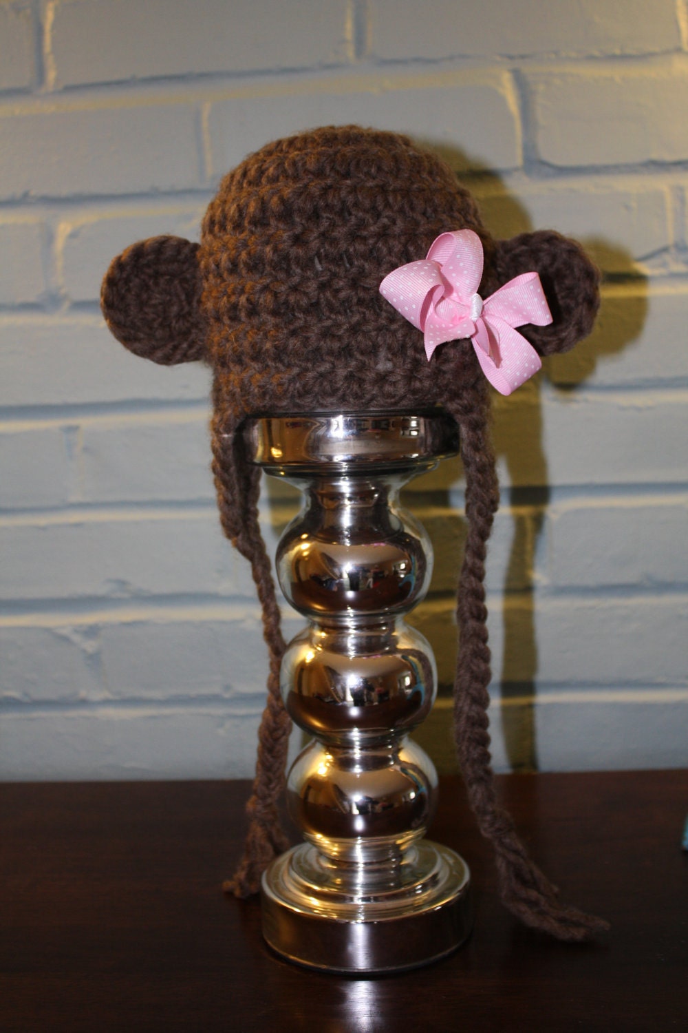 Brown Monkey Hat with Optional Bow
