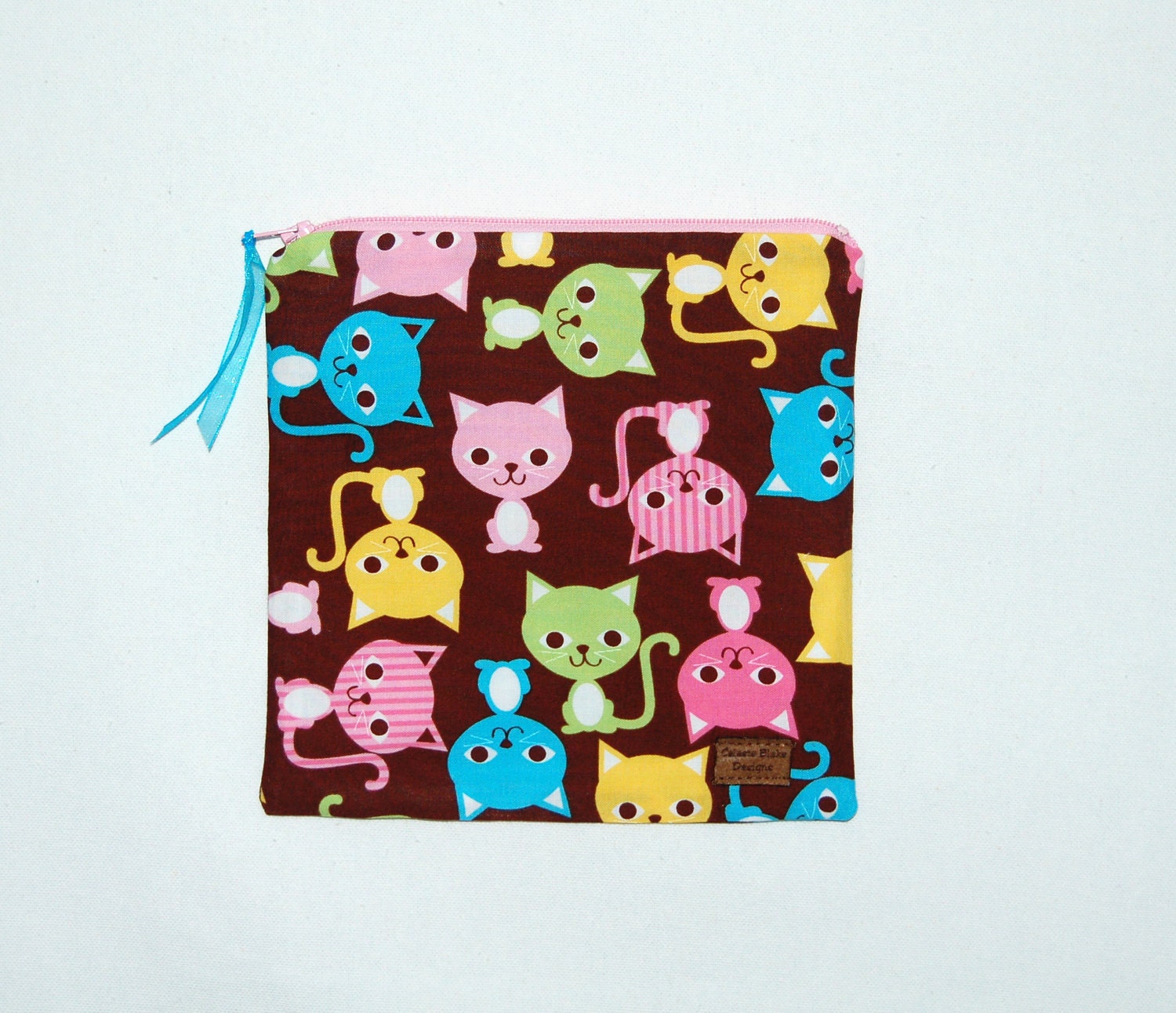 Here Kitty Kitty - Sandwich Size Reusable Bag -  Eco Friendly - Zippered Bag - Zipper Closure