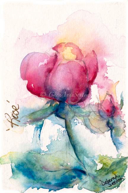 Rose of Love Art - Fucshia Pink Garden Art - Linda's Rose - giclee watercolor Print