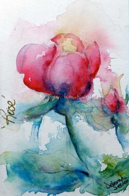 Lindas Rose watercolour photo reproduction 4x7