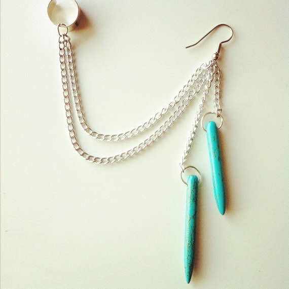 Turquoise Howlite Chain Ear Cuff