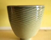 Tall Textured Celadon Green Bowl / Wheel-Thrown Art Piece / "LAPPING WAVES"