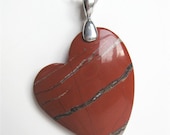 Red River Jasper Heart Pendant with Sterling Silver Chain