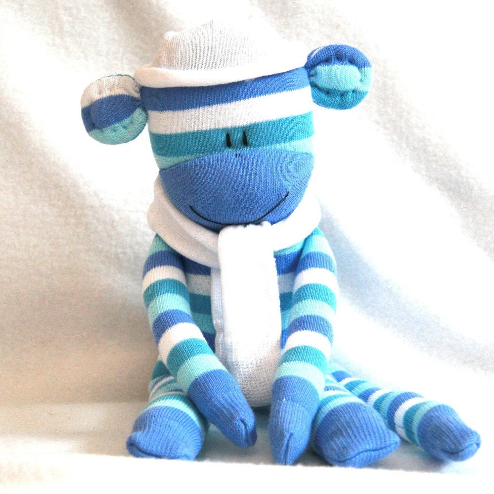 Sock Monkey Kit - Blue Stripes