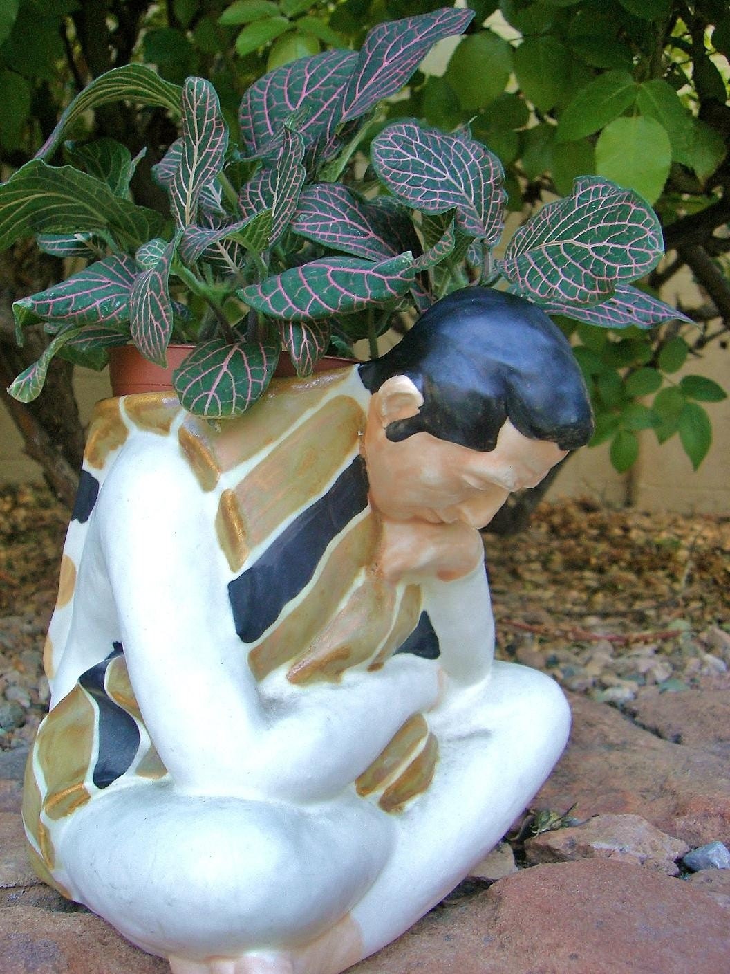 Vintage Man in Serape Planter