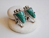 Sterling Silver Green Onyx Earrings Mexico