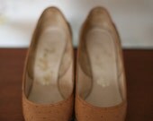vintage 1950s leather wingtip embossed heels
