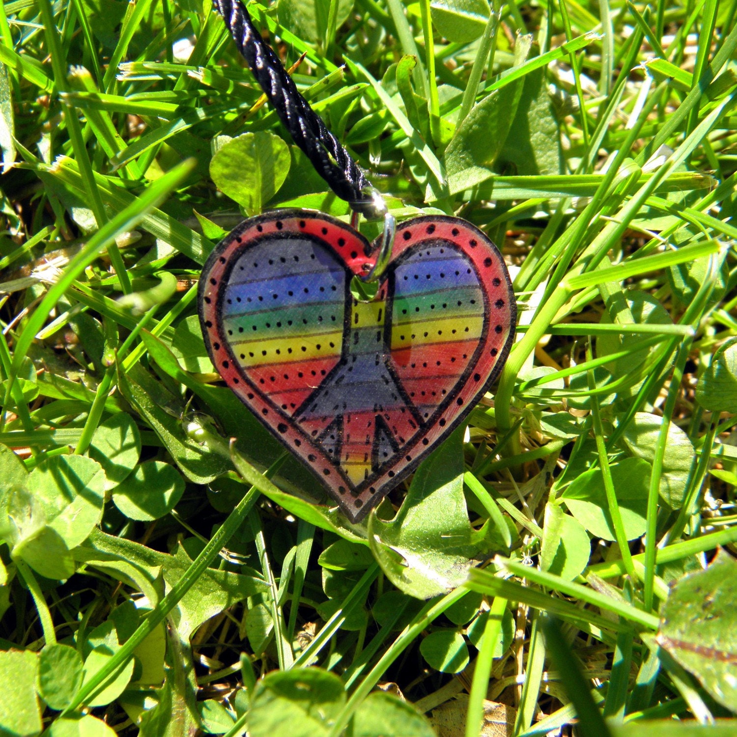 Rainbow Peace Heart Pendant or Ornament
