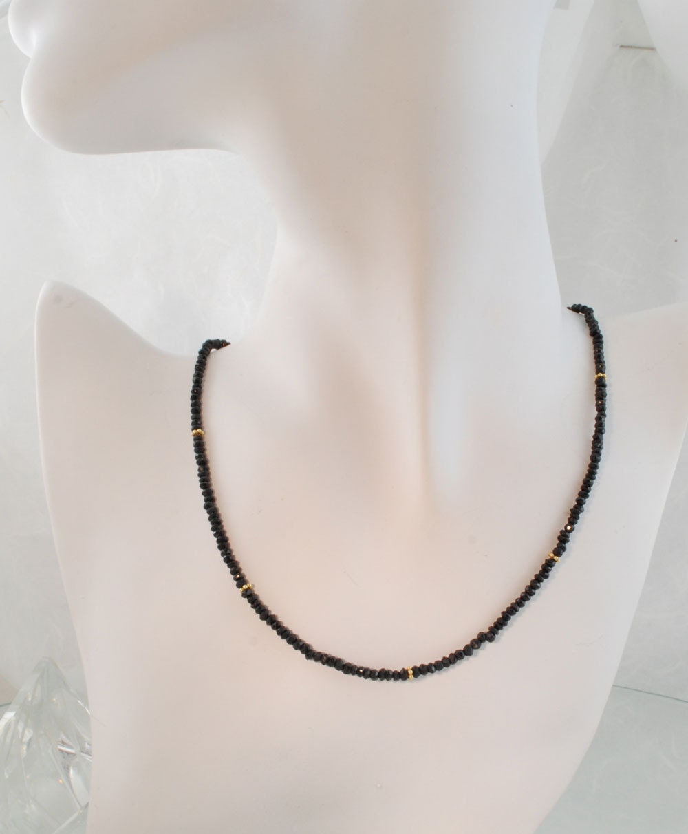 Black Spinel with 22K gold vermeil Necklace