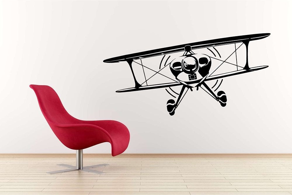 Huge Bi Plane Vinyl Wall Decal