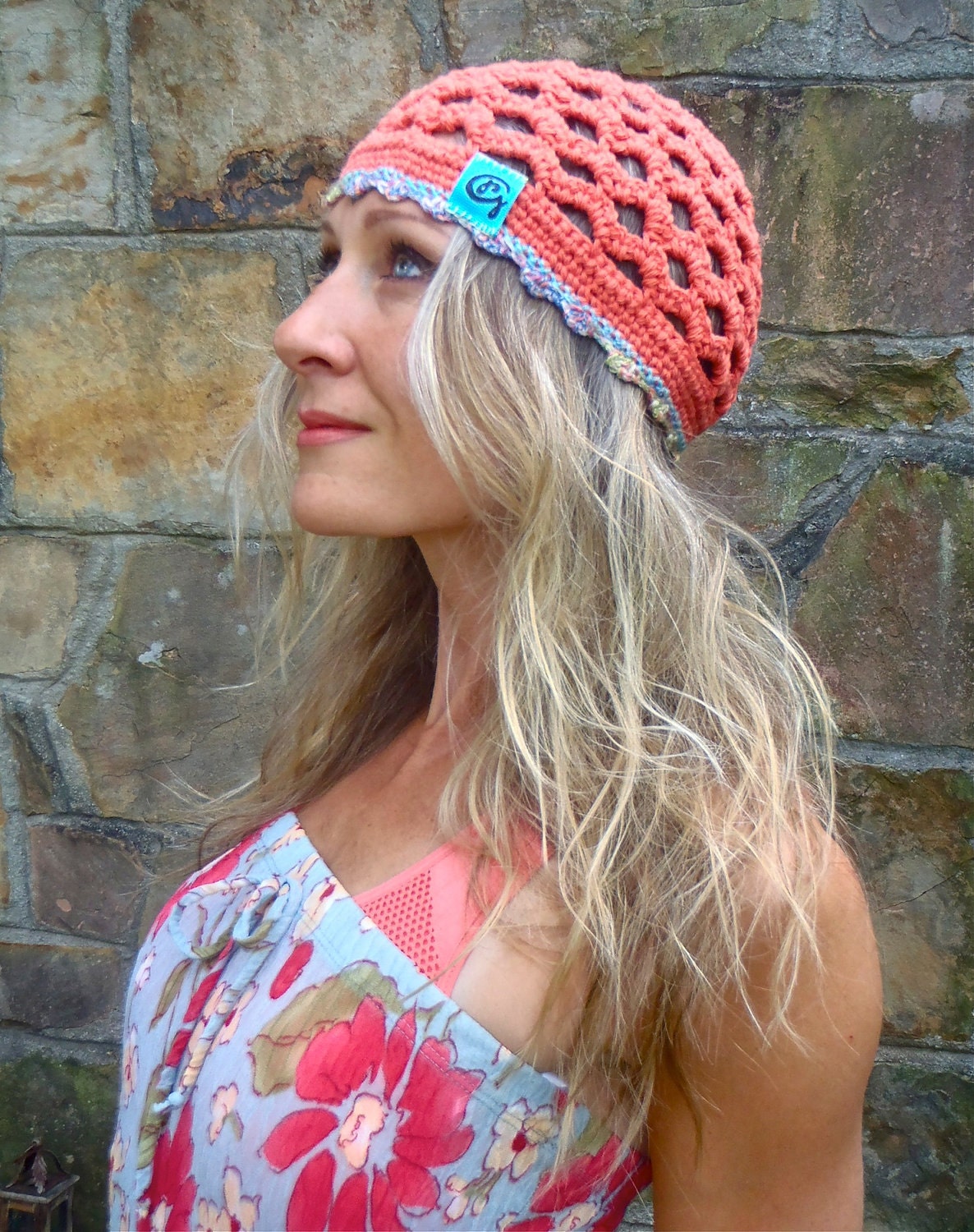 SUMMER BEANIE gypsy HIPPIE beanie bohemian hat charming elegant hand crochet cotton hat made to order