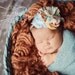 Aaliyah- aqua, mustard, orange & ivory chiffon flower, ruffle and rosette headband