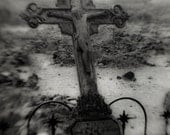 Cemetery Photograph - Cross - West Texas Ghost town Graveyard - Tombstone -Grave-Religious  11 x 14 Fine Art Photograph - Wall Decor