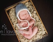 Baby Ear Flap Hat - country blue